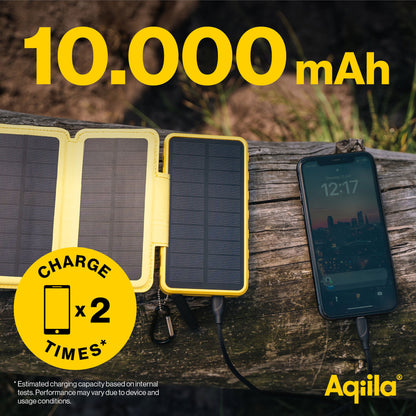 Aqiila Powerbird BS10 - Solcelle powerbank 10000mAh - Lys