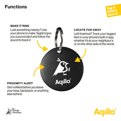 Aqiila Tagbird Sporingsbrikke m/deksel - m/Monteringsdeksel - Apple og Android