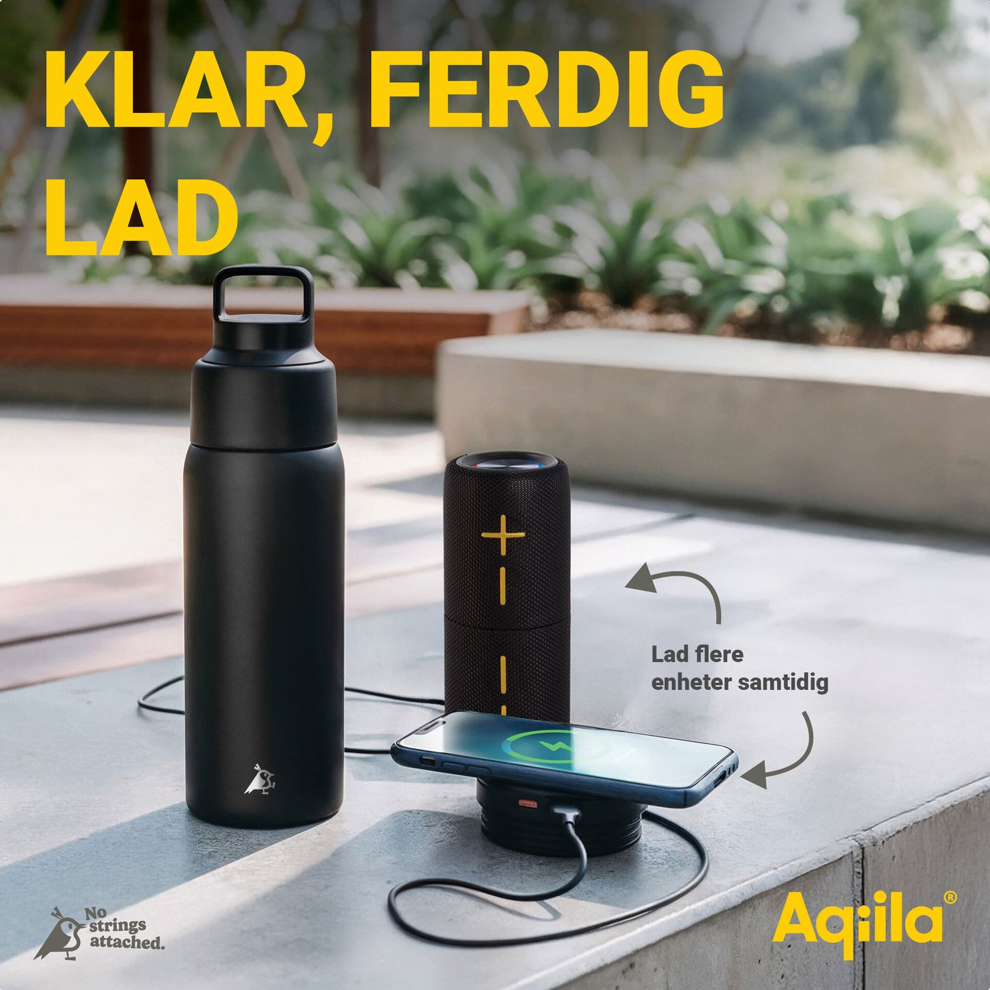 Aqiila Powerbottle BO5 - Drikkeflaske - Termos - Powerbank - 0,6l