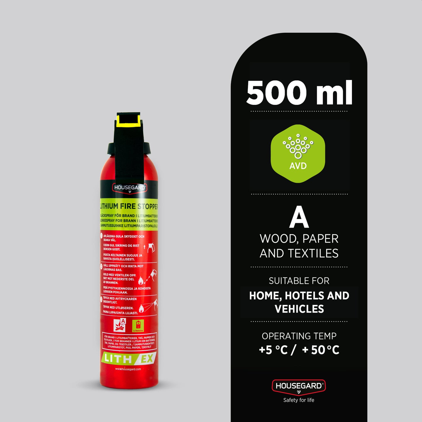 Housegard Brannslukker Lith-EX - Slukkespray for Lithium batterier - 500m