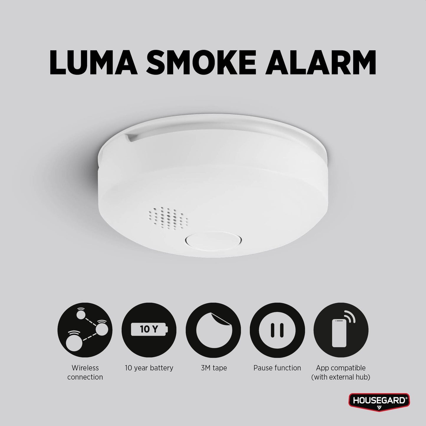 Housegard Luma Røykvarsler 2-pk - SA750 - Seriekoblet - 10 års batteri