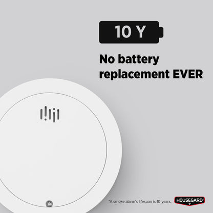 Housegard Thin Optisk Røykvarsler10år - Hvit -  10 års batteri - Aut. selvtest
