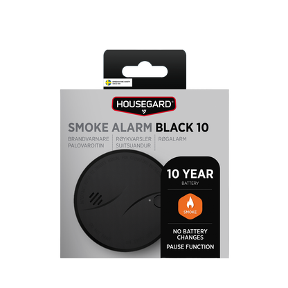 Housegard Optisk Røykvarsler 10 år Black - Svart matt -  10 års batteri