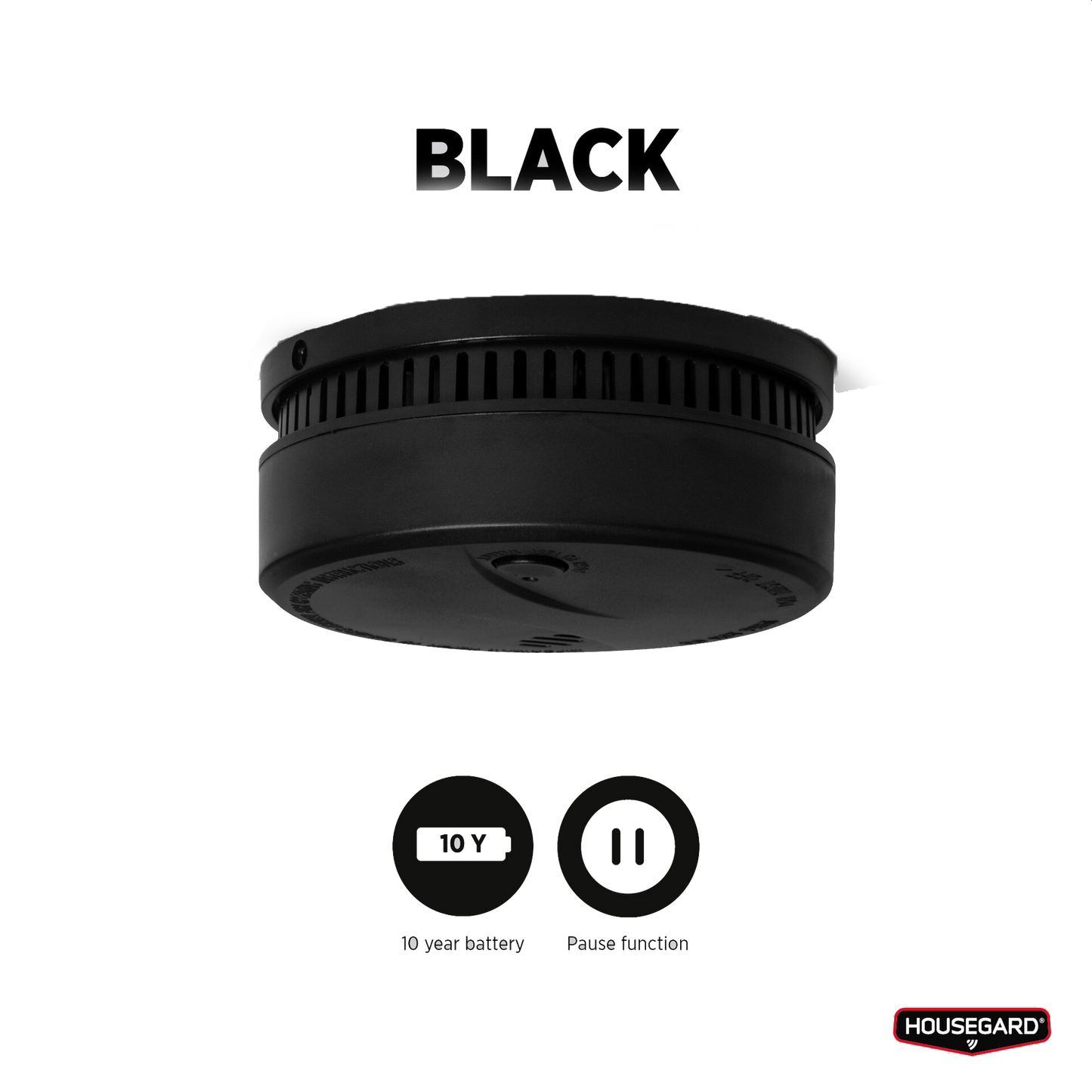 Housegard Optisk Røykvarsler 10 år Black - Svart matt -  10 års batteri