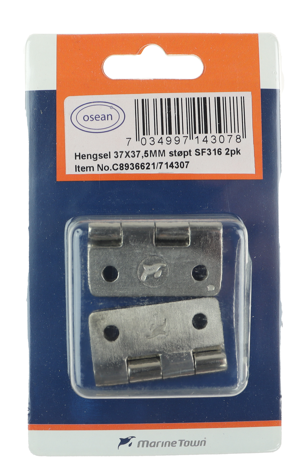 Osean Hengsel - 2pk - Syrefast - Støpt - 37,3x7,5 mm