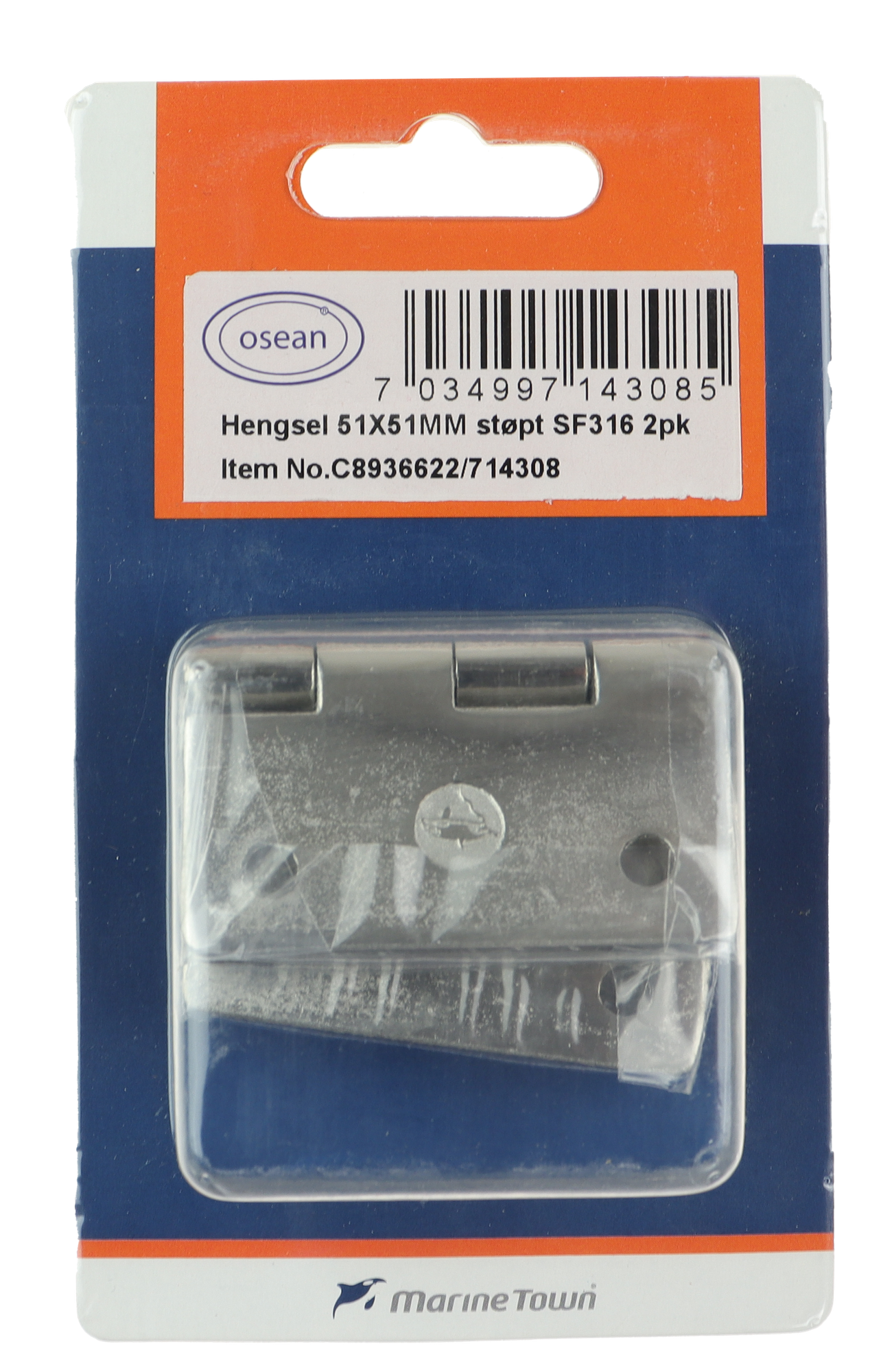 Osean Hengsel - 2pk - Syrefast - Støpt - 51x51 mm