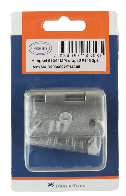 Osean Hengsel - 2pk - Syrefast - Støpt - 51x51 mm