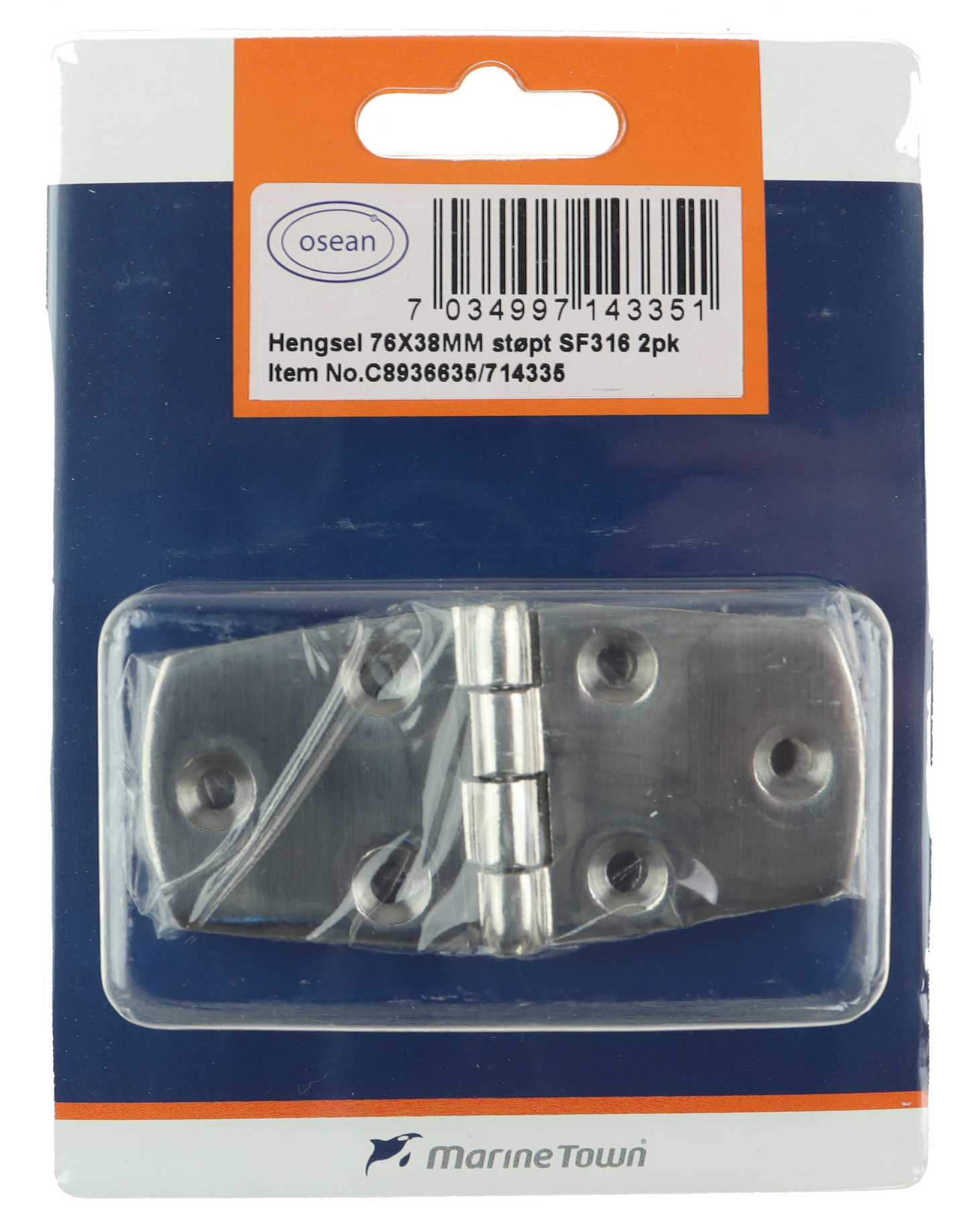 Osean Hengsel - 2pk - Syrefast - Støpt - 76x38 mm