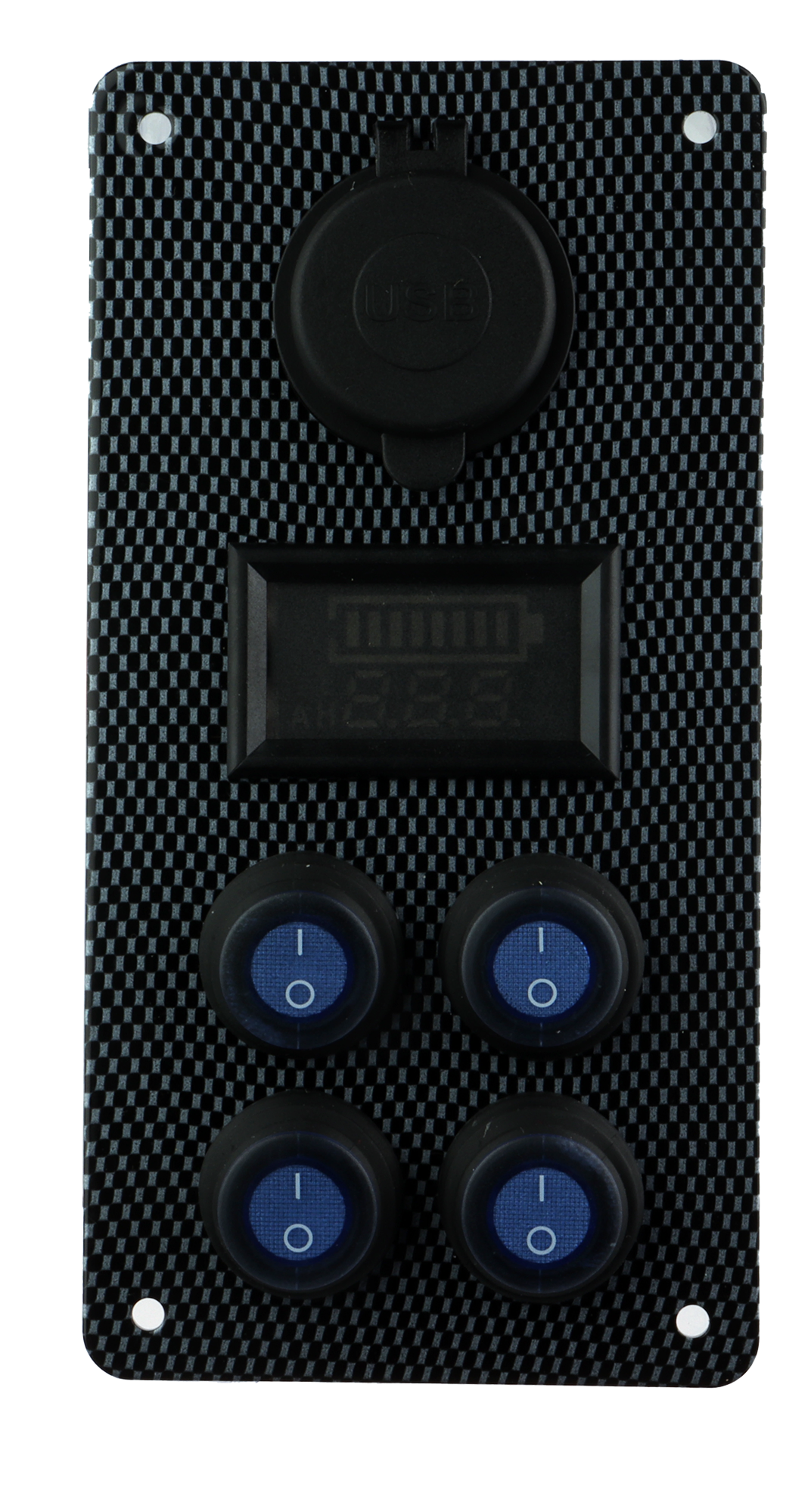 Osean Bryterpanel - 4 brytere - m/voltmeter og USB uttak