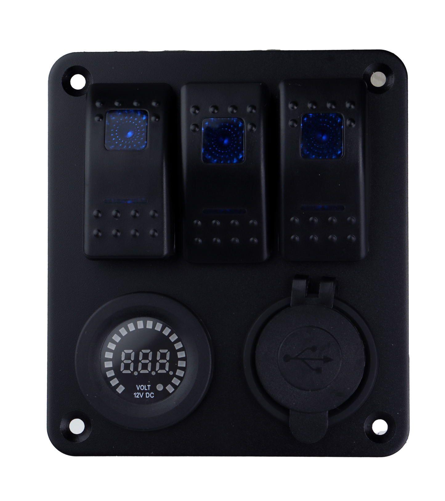 Osean Bryterpanel - 3 brytere - m/voltmeter og USB uttak