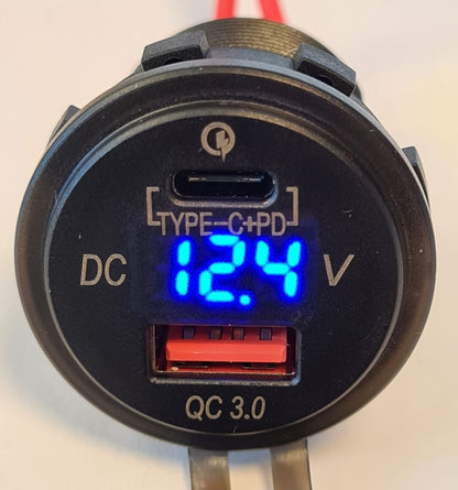 Osean USB Uttak - USB C+ PD + QC 12-24v