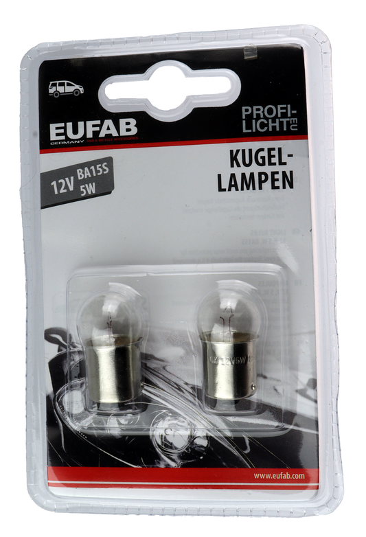 Eufab Lyspære - 2 pk - 12v 5w BA15S