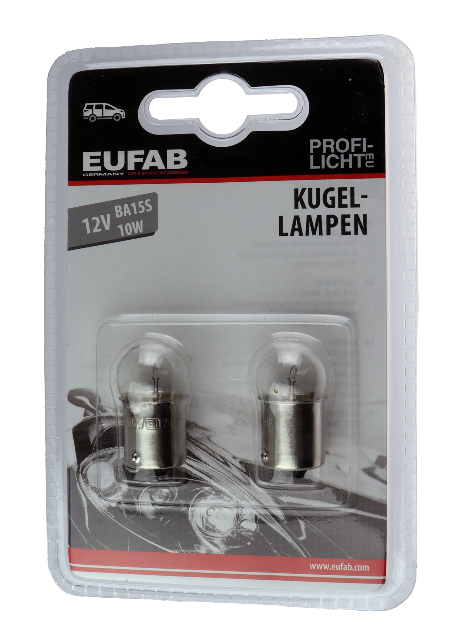 Eufab Lyspære - 2 pk - 12v 10w BA15S