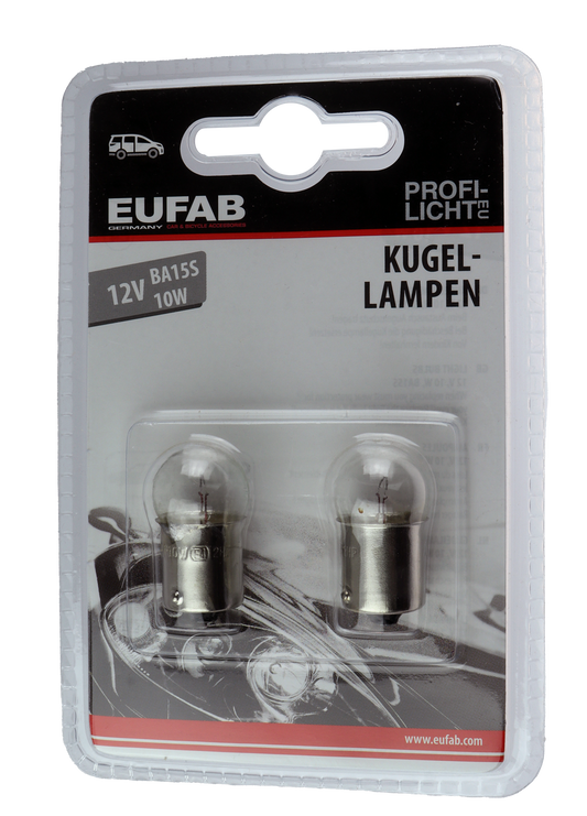 Eufab Lyspære - 2 pk - 12v 10w BA15S
