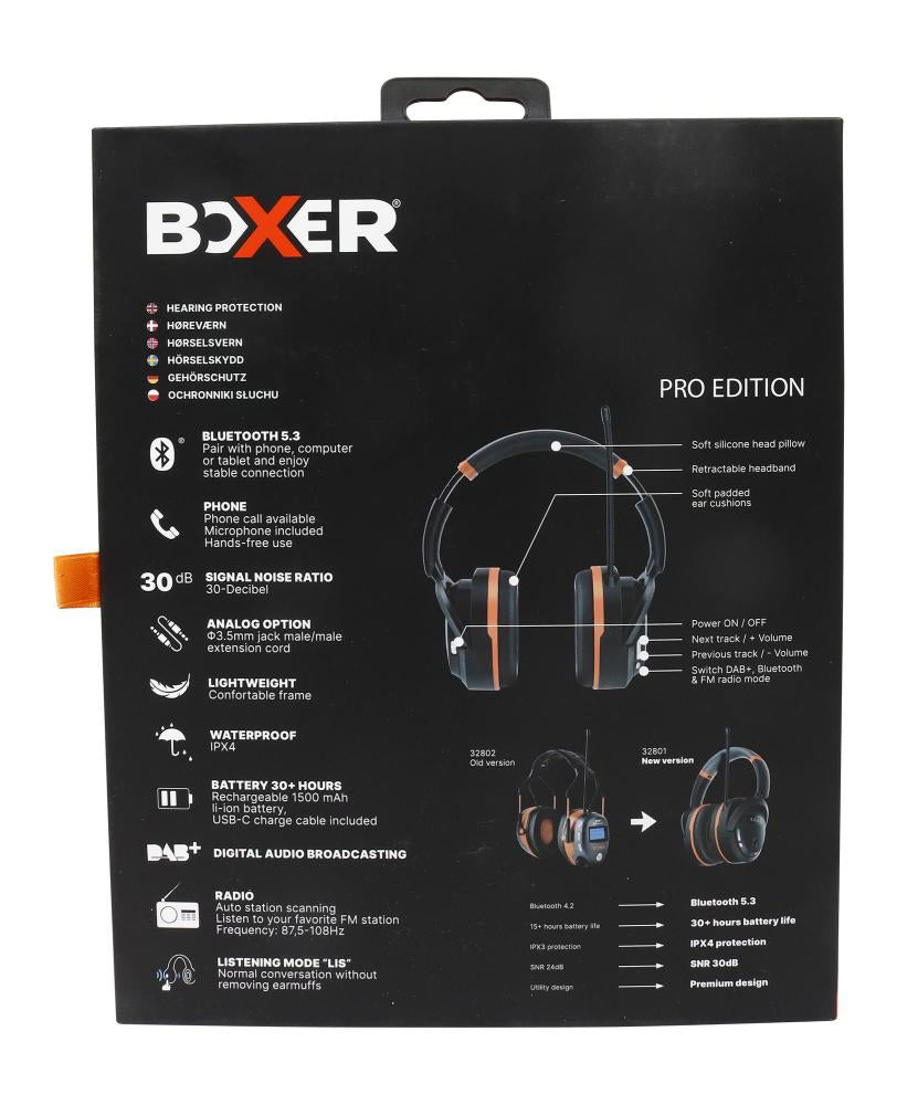 Hørselvern Pro m/Bluetooth og DAB - Bluetooth 5.3 -30dB - 30t brukstid - LIS