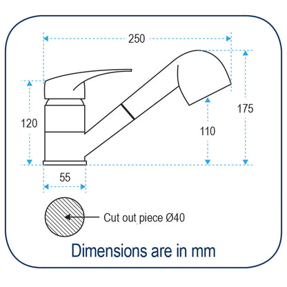 Blandebatteri m/dusjhode 150 cm