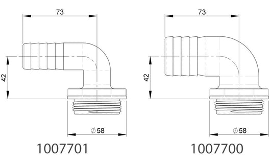 TruDesign Tank Fitting 90° slangestuss