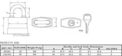 Lemen Hengelås Waterproof SK50