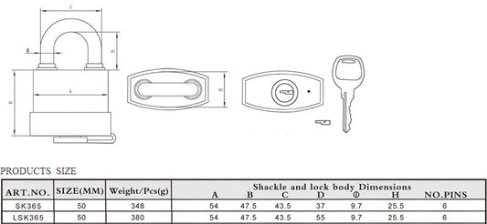 Lemen Hengelås Waterproof SK50