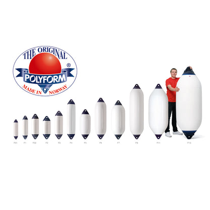 Polyform Fender F-serie hvit m/sorte ender