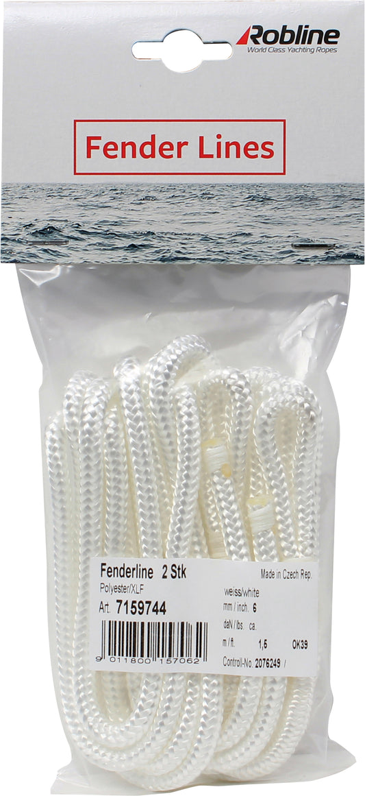 Robline Flettet fenderline 2-pk hvit