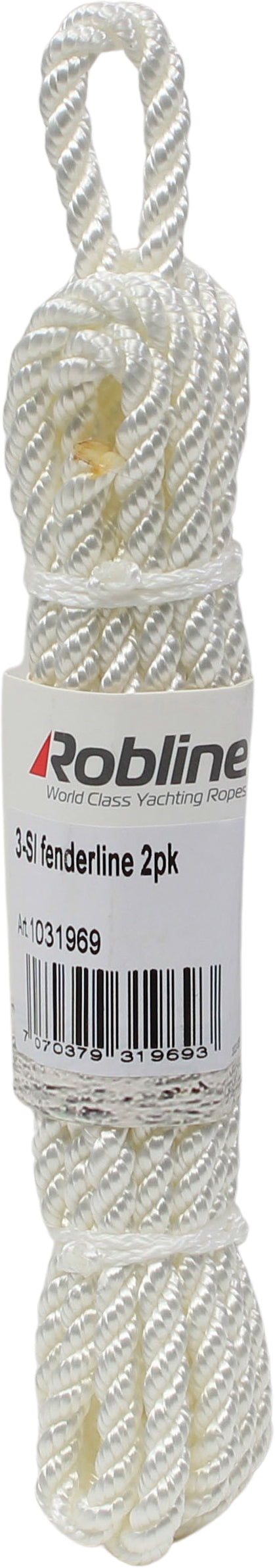 Robline 3-slått fenderline 2-pk hvit