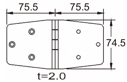 1852 Hengsel syrefast polert 151 x 75 mm – bilde 2
