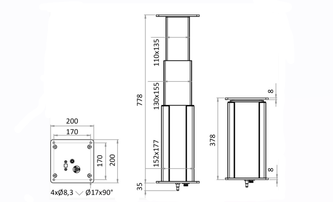 OSCULATI Elektrisk bordsøyle 12V (NB: Bestillingsvare)