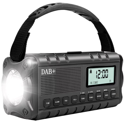 Nødradio DAB+/FM  med sveiv og solcellepanel