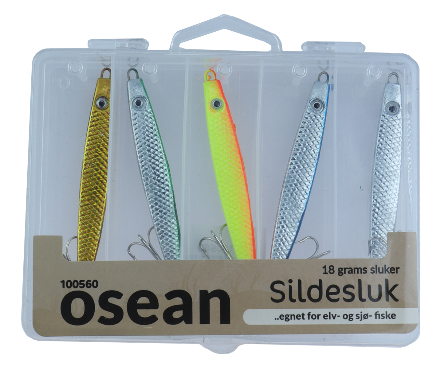 Osean sluksett Sildesluk - 5pk - 18gr - 25gr - 40gr - 60gr m/slukboks